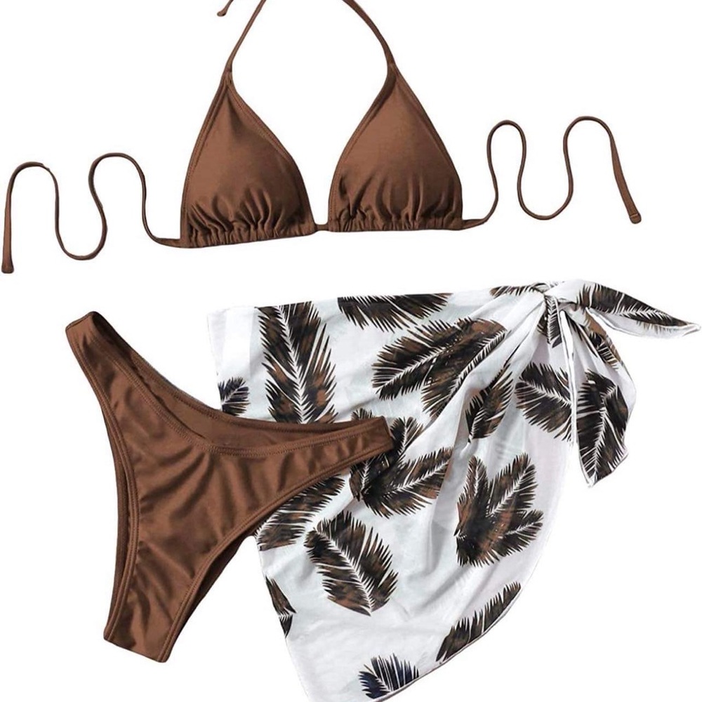 Mocha brown 3pcs swimsuit bikini